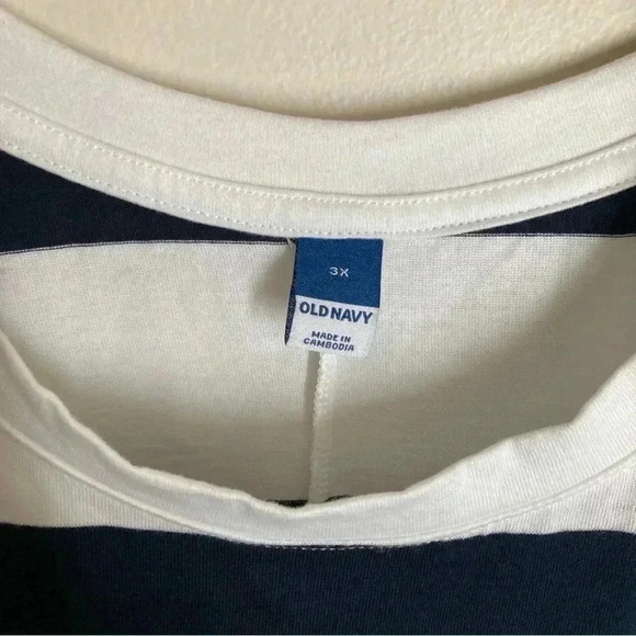 Old Navy Women's 3X NWT Navy and White Striped Cotton Dress with Pockets - Picture 5 of 10